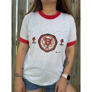 Vintage 87' Bay View High School Single Stitch Ringer Tee T-Shirt Size Small